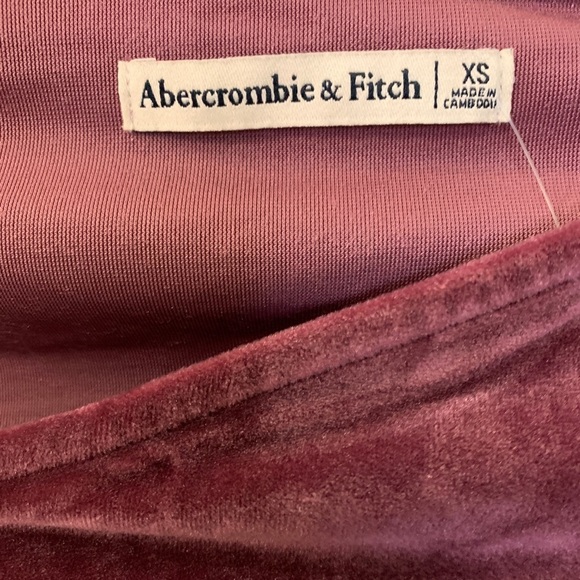 Abercrombie & Fitch Asymmetrical Ruched Velvet Mini Dress Size XS NWT - Picture 4 of 8
